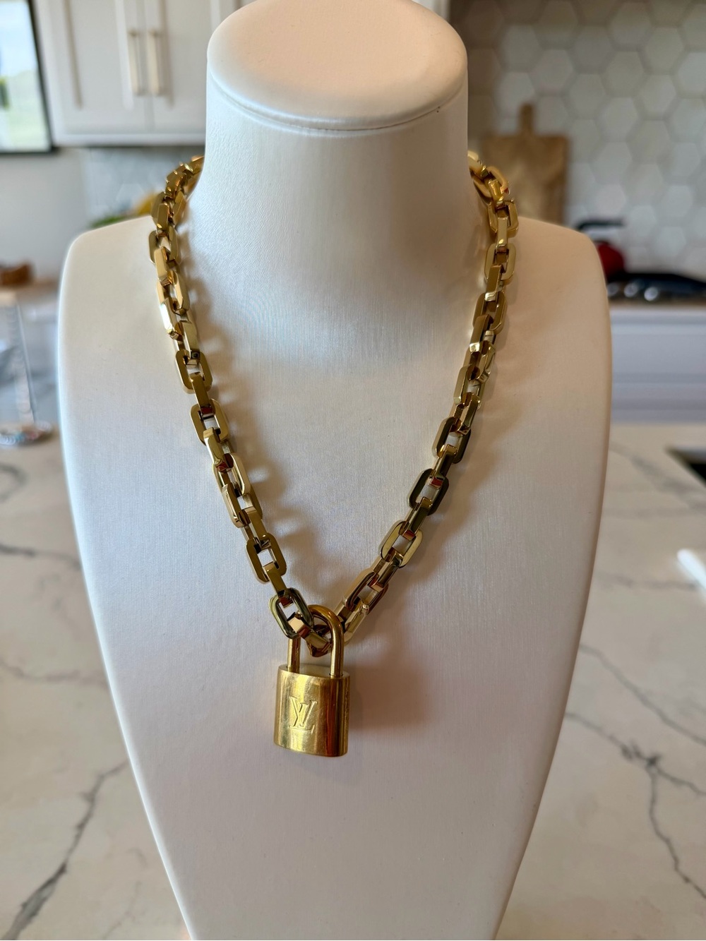 New Eddie Borgo Supra Gold Link Chain with Authentic Louis Vuitton Lock and Key